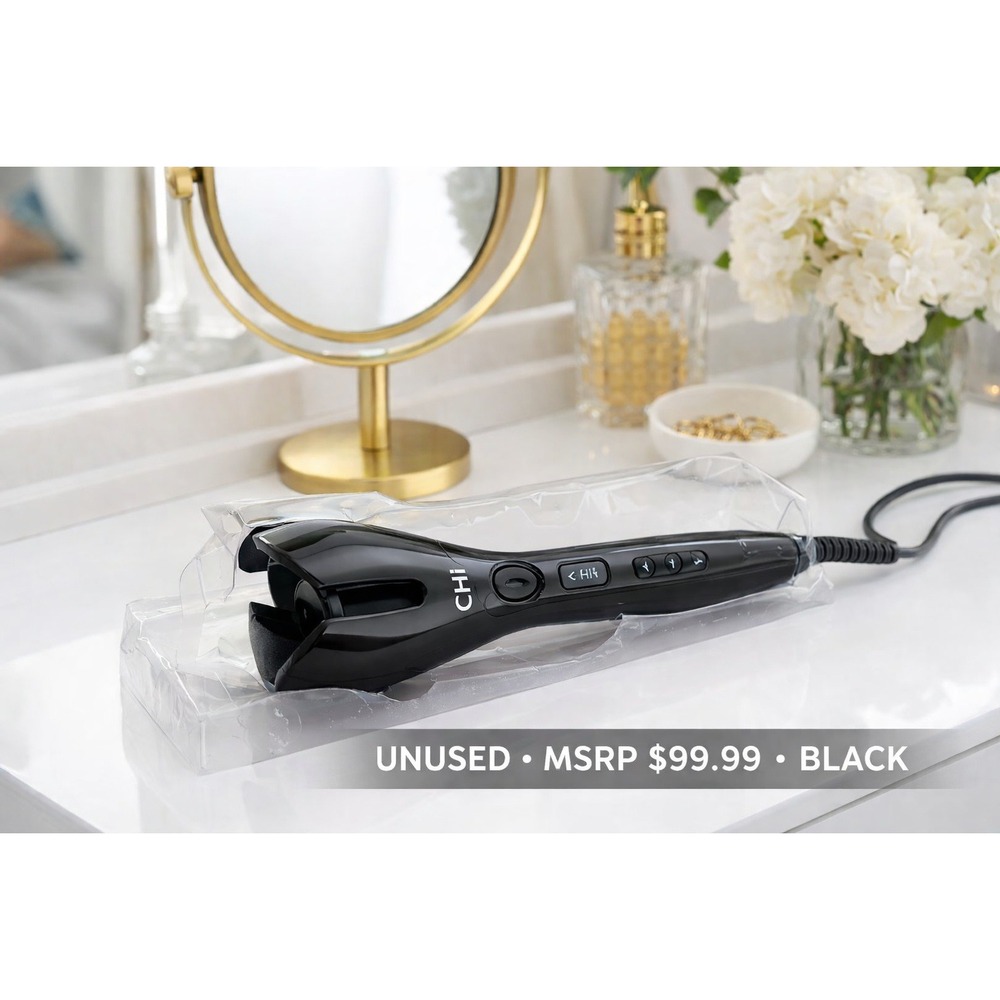 CHI Spin‎ N Curl Automatic Hair Curler Black NWOT Unused Case Broken Minimalist